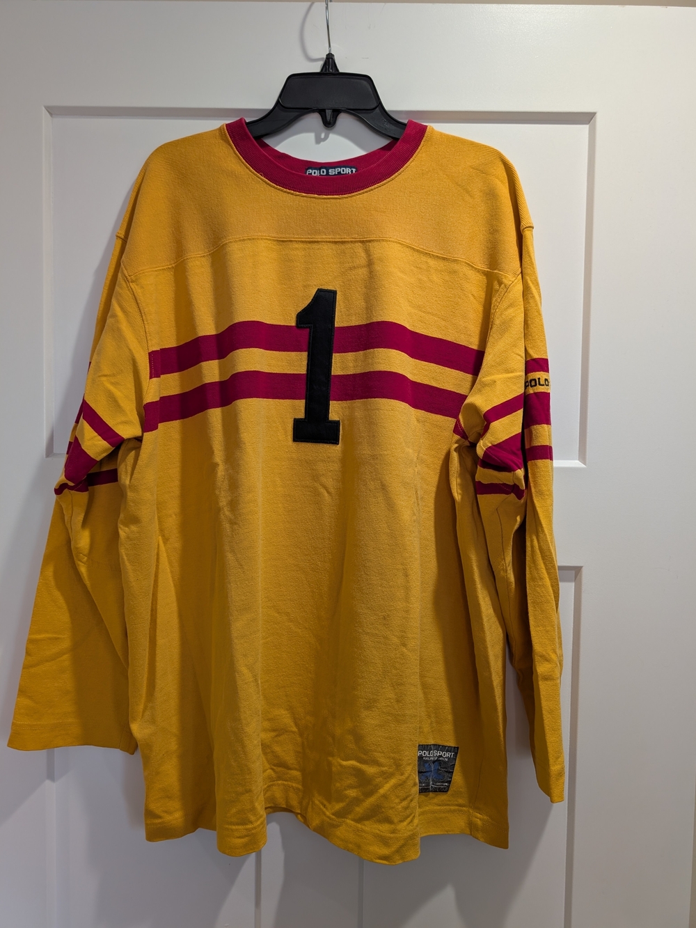 Vintage Ralph Lauren Yellow & Maroon Striped Long-Sleeve Jersey